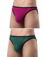2 Pack Men's Solid-Color Checkered Briefs