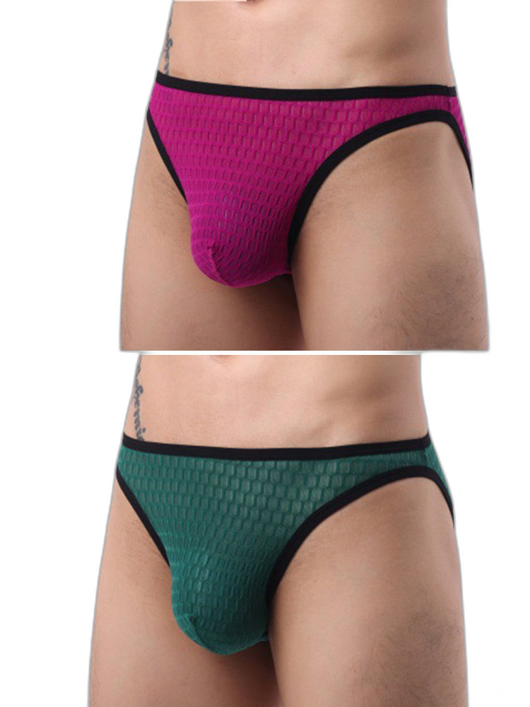 2 Pack Men's Solid-Color Checkered Briefs