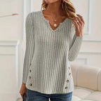 Simple Solid Color Casual Knitted Button Sweater