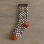 Double-Needle Dual-Channel Sweat-Absorbing Breathable Wireless Top Preppy-Style Mid-Calf Women's Socks