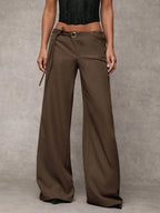 Women's Casual Fashion Design Low-waist Slightly Flared Suit Pants