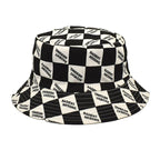 Letter Plaid Bucket Hat Women's Fashion Double-sided Wear Bucket Hat