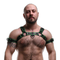 ruff GEAR Leather Bulldog Reflector Harness Black Neon Green