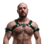 ruff GEAR Leather Bulldog Reflector Harness Black Neon Green