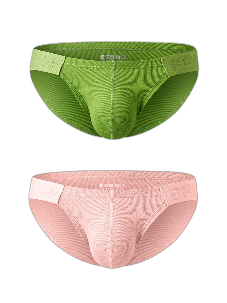 2 Pack Men's Solid Color Low Rise Sweat-Absorbent Large U-Shaped Small Pocket Briefs