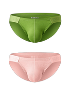 2 Pack Men's Solid Color Low Rise Sweat-Absorbent Large U-Shaped Small Pocket Briefs