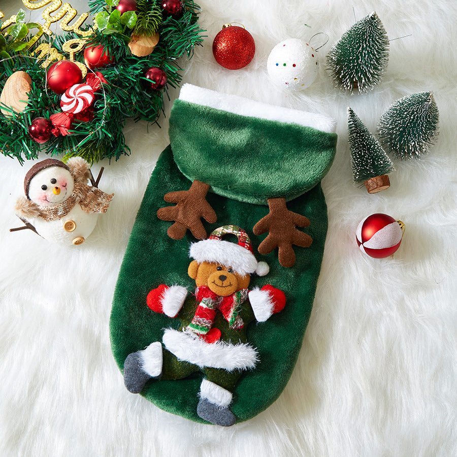 Pet Christmas Costumes Flannel Material Suitable For Small Cats And Dogs