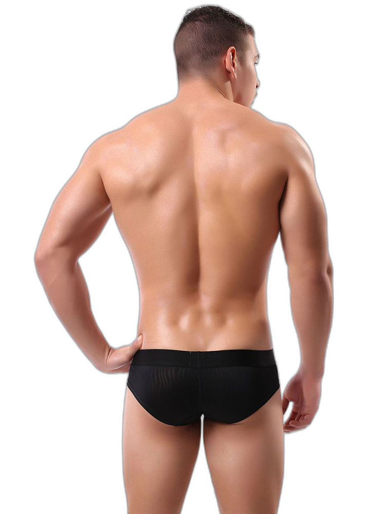 3 Pack Men's Striped U-Pouch Breathable Casual Briefs