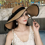 Women's Seaside Summer Vacation Foldable Sun Hat With Wide Brim
