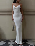 White Twisted Backless Strap Maxi Dress