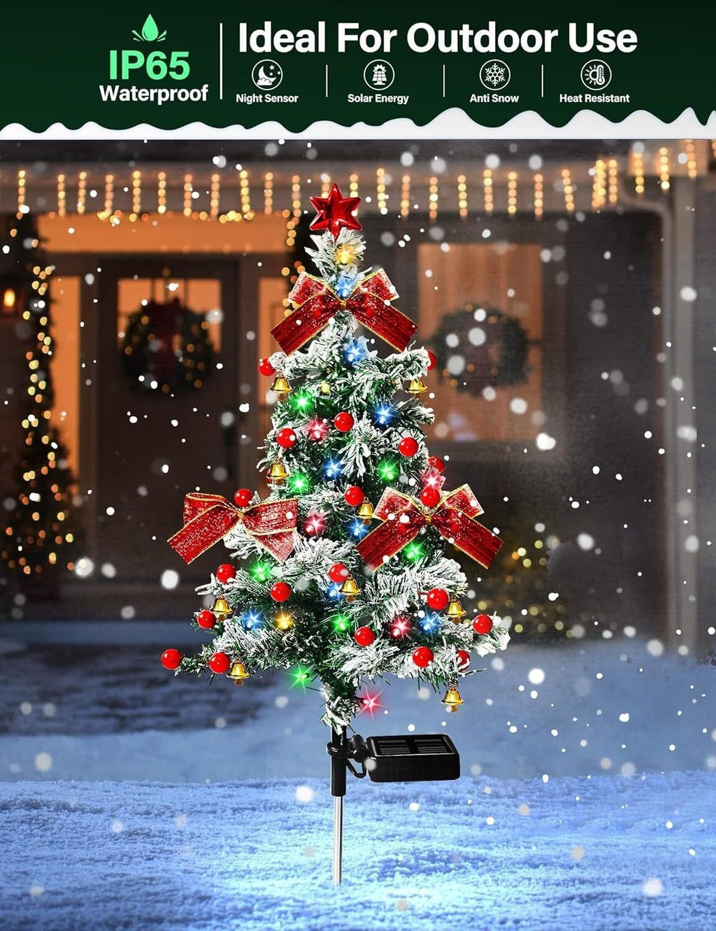 Solar-powered Christmas Cedar Tree Lights For Outdoor Lawn Decoration