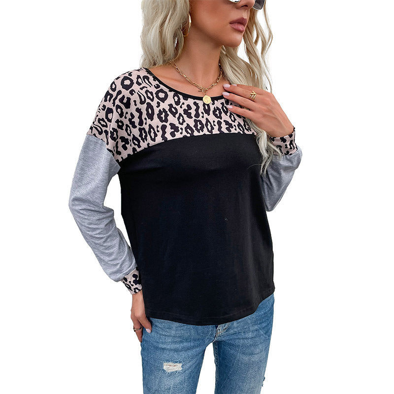 Women's Street Pullover Round Neck Patchwork Sweater