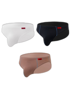 3 Pack Men's Nylon Plaid Lift Hip Briefs Triangle Briefs