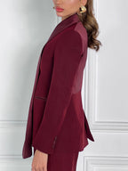 Irregular Collar Blazer & High Waist Pants Suit