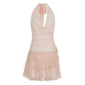 Lace-embellished Backless Pleated Dress Vacation-style