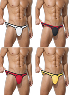 4 Pack Men's Low-Rise Sexy Narrow-Band Cooling U-Convex Breathable Comfortable Thong