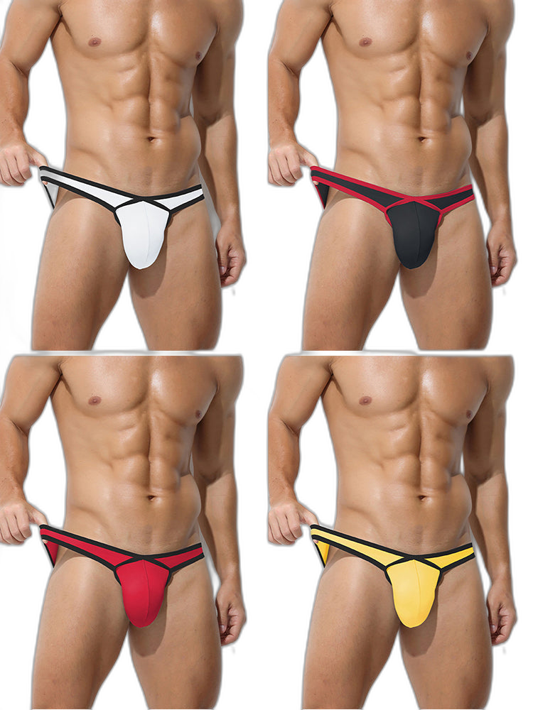 4 Pack Men's Low-Rise Sexy Narrow-Band Cooling U-Convex Breathable Comfortable Thong