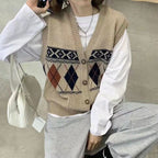 Loose Outer Wear Cardigan Sleeveless Top