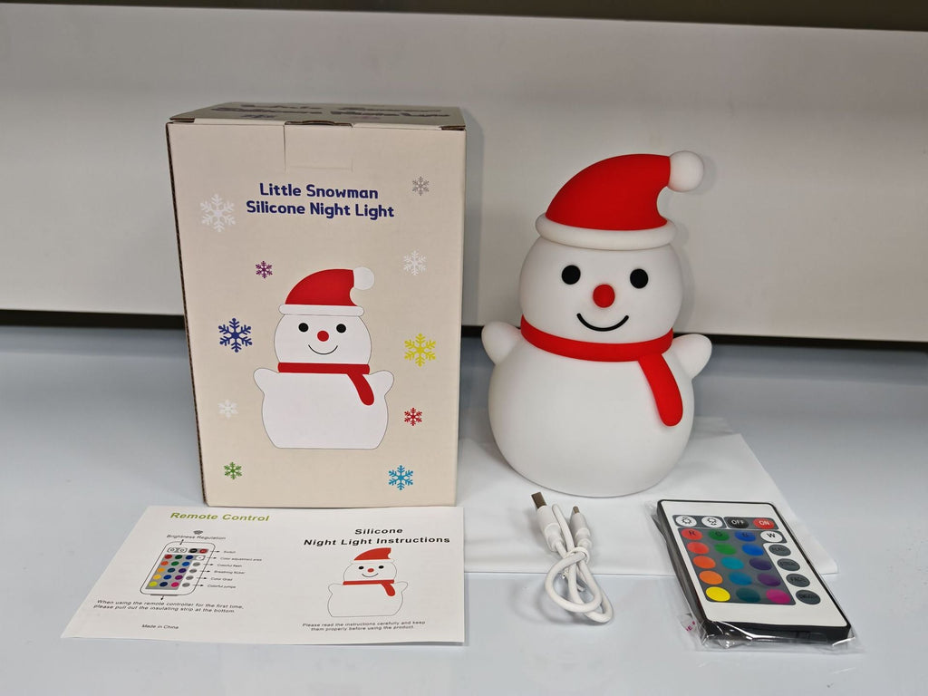 Christmas Snowman Silicone Touch Lamp with Remote Control - Color Changing LED Night Light