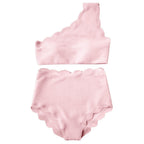 European And American-style Petal-patterned Sexy Off-shoulder High-waist Bikini