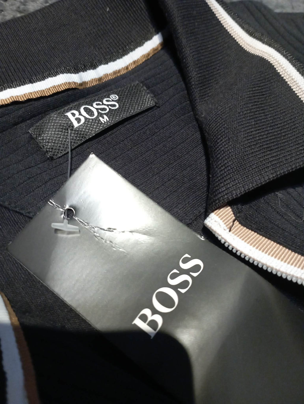 NEW with tag - MENS BOSS black zip Polo Shirt