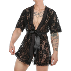 Genderqueer Transparent Lace Bathrobe & Thong Set