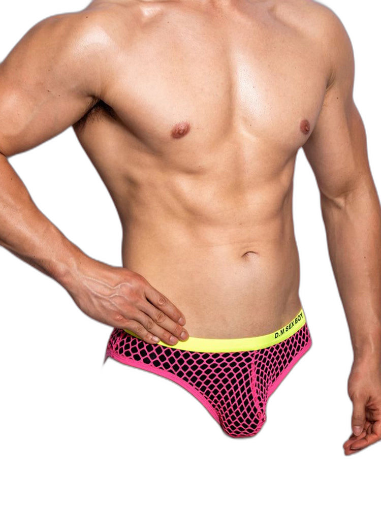 3 Pack Men's Low-Waist Sexy Big Mesh Breathable Transparent Sports Briefs