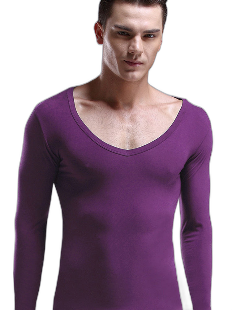 Mens Ultra Soft Low Cut V-Neck Thermal Shirt