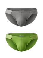 2 Pack Men's Solid Color Low Rise Sweat-Absorbent Large U-Shaped Small Pocket Briefs