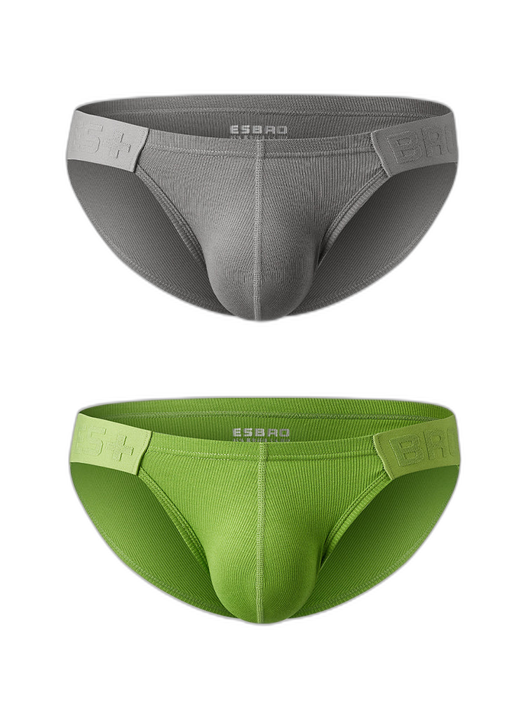 2 Pack Men's Solid Color Low Rise Sweat-Absorbent Large U-Shaped Small Pocket Briefs