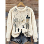 Digital-printed Christmas-patterned Women's Flannel Hoodie