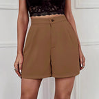 Women's Solid Color Wide-leg Comfortable Casual High-waisted Shorts