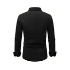 Men's Shirt Business Button Down Shirt Summer Solid Color Long Sleeve Lapel Vacation Shirt Fashion Temperament Casual Tops