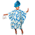Women's Multi-color Split Skirt With Kimono Sleeves Plus-size Dress