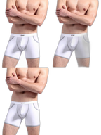 3 Pack Men's Long Leg Boxer Briefs Made of Ultra-Thin Ice Silk with Anti-Wear Elastic