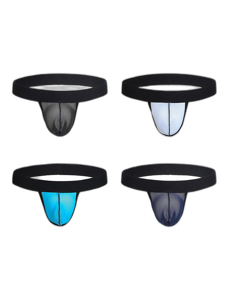 4 Pack Men's Single Pouch Ice Silk Sexy Thong