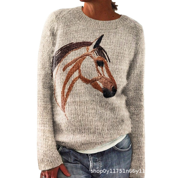 Sweet And Casual Women's Crew-neck Sweatshirt With Print
