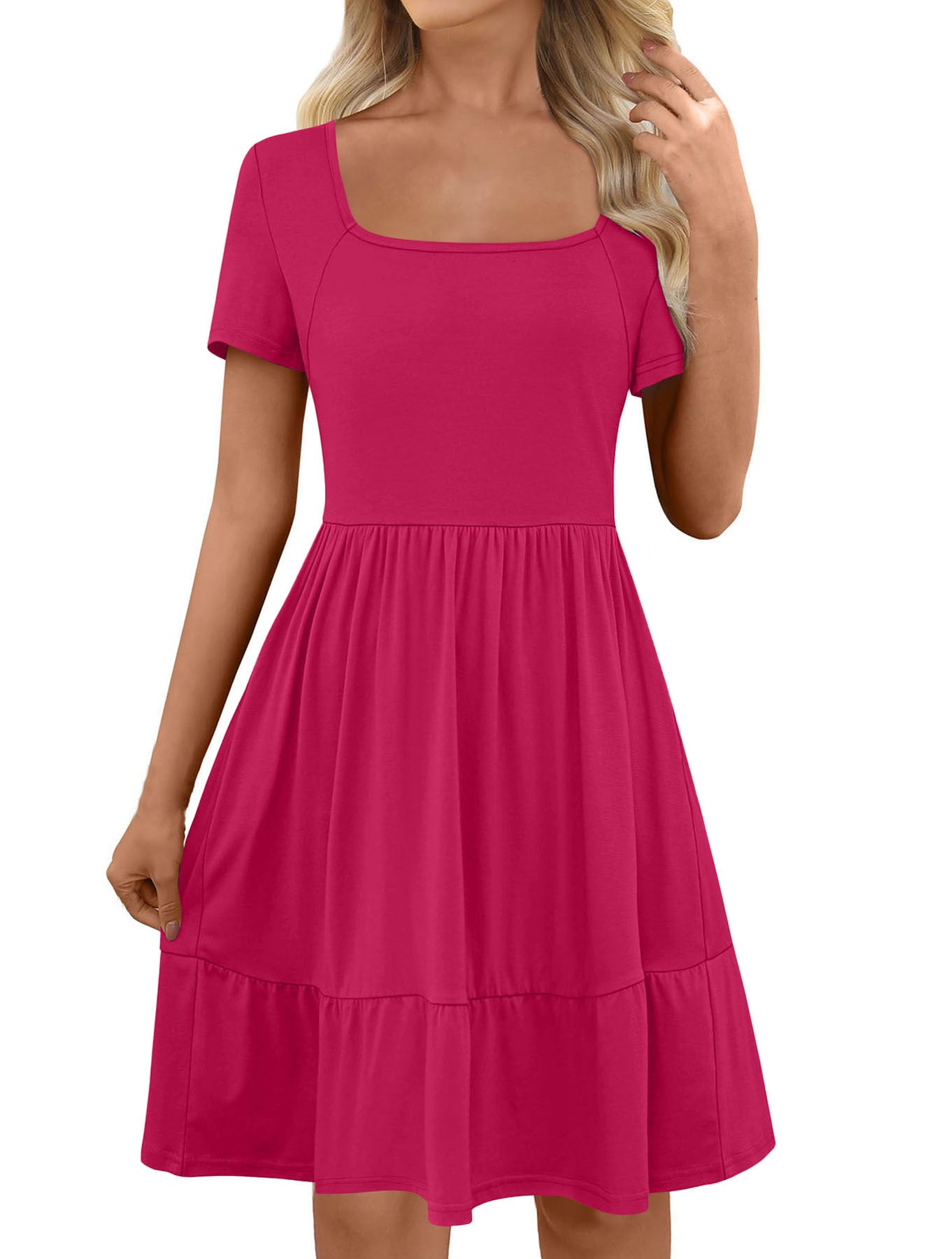 Women's Solid-color Short Sleeve Dress