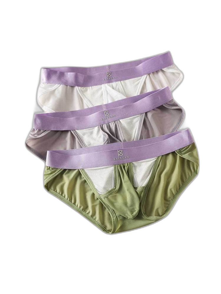 3 Pack Men's Ice Silk Breathable Mesh Low-Rise Classic Briefs
