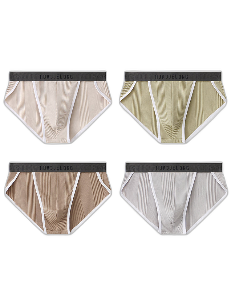 4 Pack Men's Solid Color Cotton Breathable Trendy Briefs
