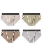 4 Pack Men's Solid Color Cotton Breathable Trendy Briefs