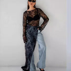 Commuter-style Designer Crew-neck Long-sleeve Blouse