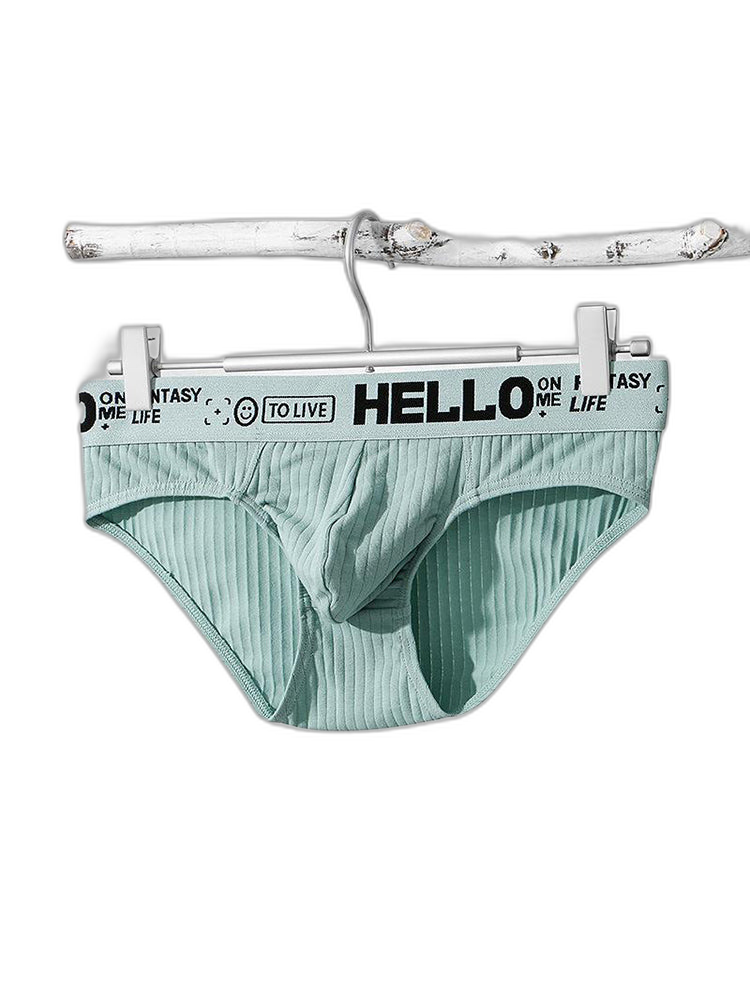 Men's Cotton Ribbed Breathable Briefs with 3D Pouch