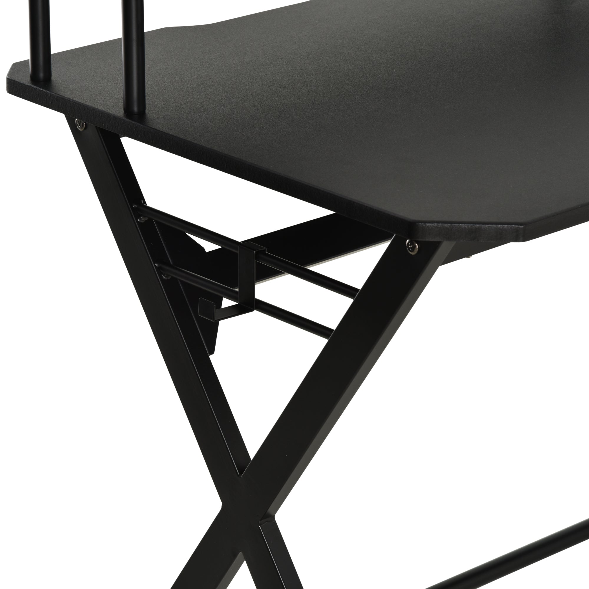 HOMCOM Gaming Desk Writing Racing Computer Table Workstation with Headphone Hook Curved Front Adjustable Feet for Home Office Use 140 x 60cm
