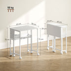 HOMCOM 63 cm Drop Leaf Writing Work Desk - White