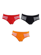 3 Pack Men's Mid-Rise Cotton Striped Briefs
