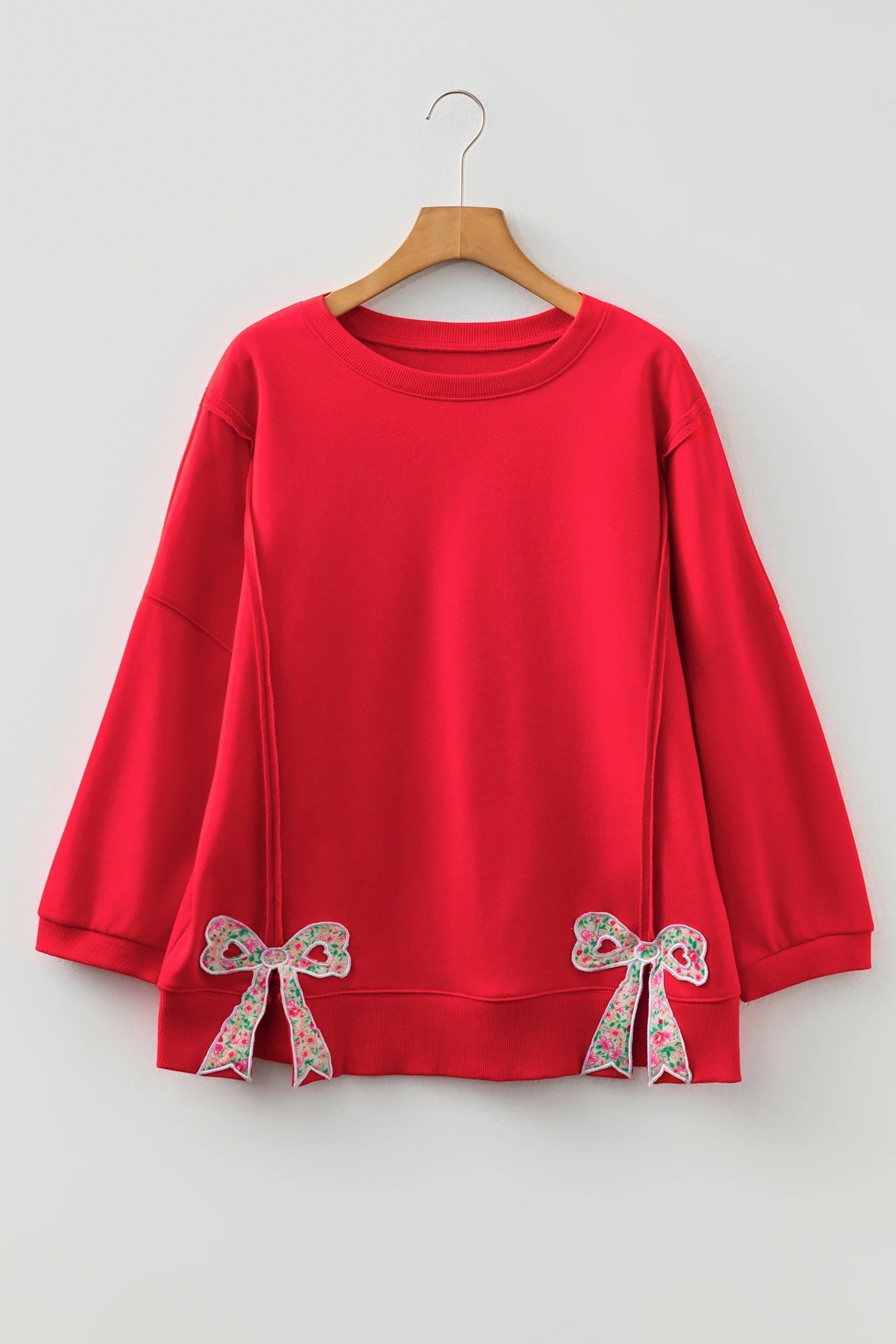 Women's Fashionable, Designer-Style Patchwork Hoodie With Bow-Knot And Crew Neck