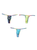 3-pack Men's Sexy Rainbow Transparent Convex Pouch Breathable Thong