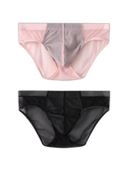 2 Pack Men’s Striped Separate Pouch Thin Briefs