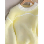 Lemon-yellow Loose-fit Long-sleeve Knit Sweater